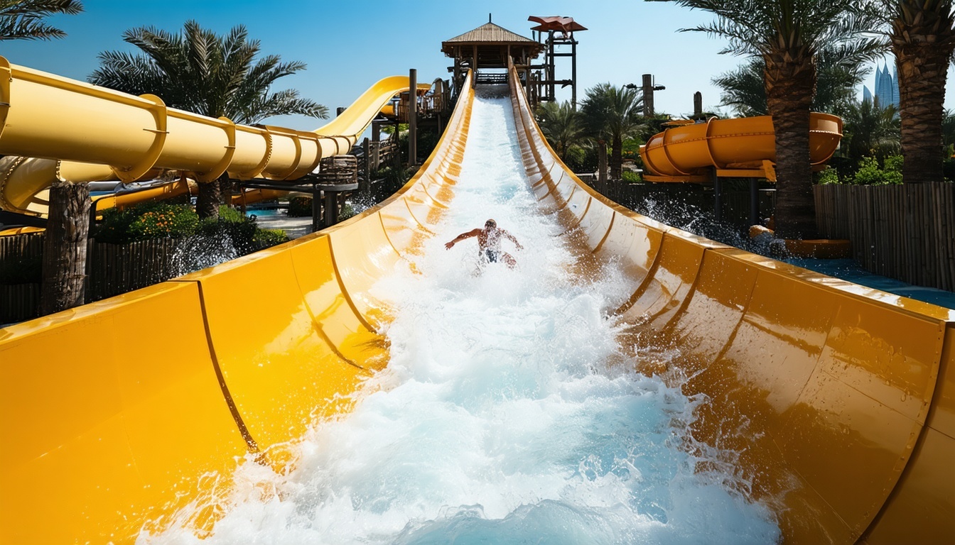 Thrilling water slide at Dubai water attraction