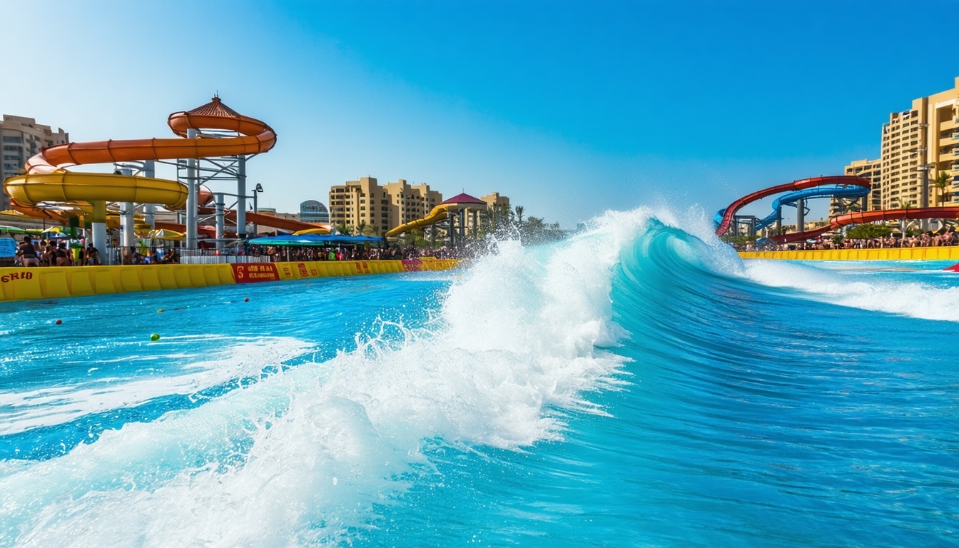 Relaxing wave pool at a Dubai water park